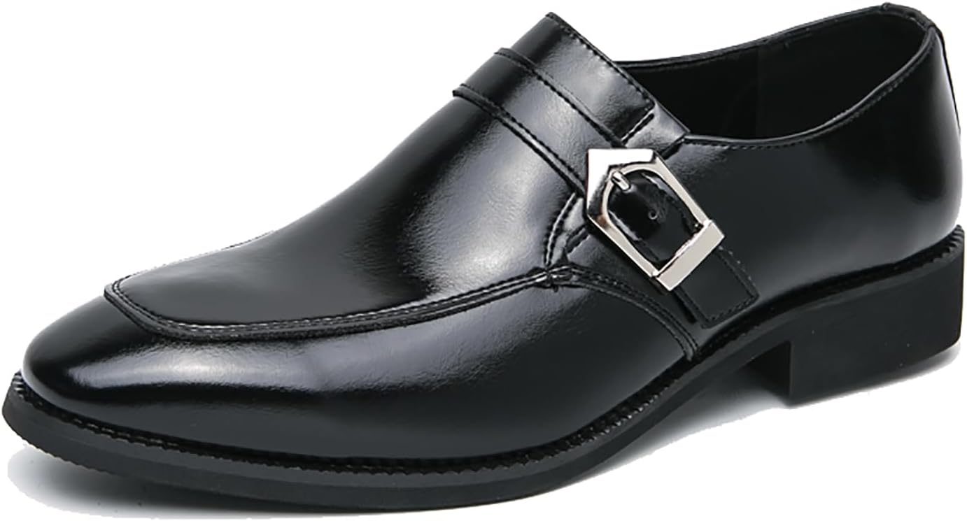 

Мужские кожаные лоферы с монковой пряжкой, классические удобные с закрытым носком, каблук-блок, на слипоне, формальные деловые офисные туфли Loveheynew, черный