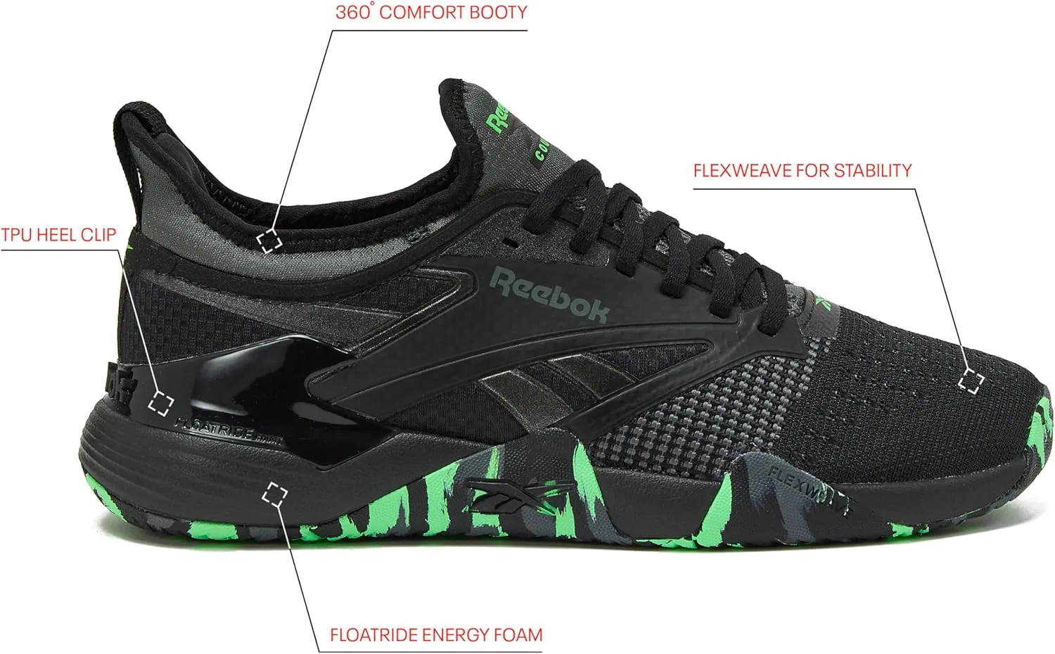 Кроссовки для корта Reebok Nano Court, мужские, цвет Black/Grey 5 — фото 2