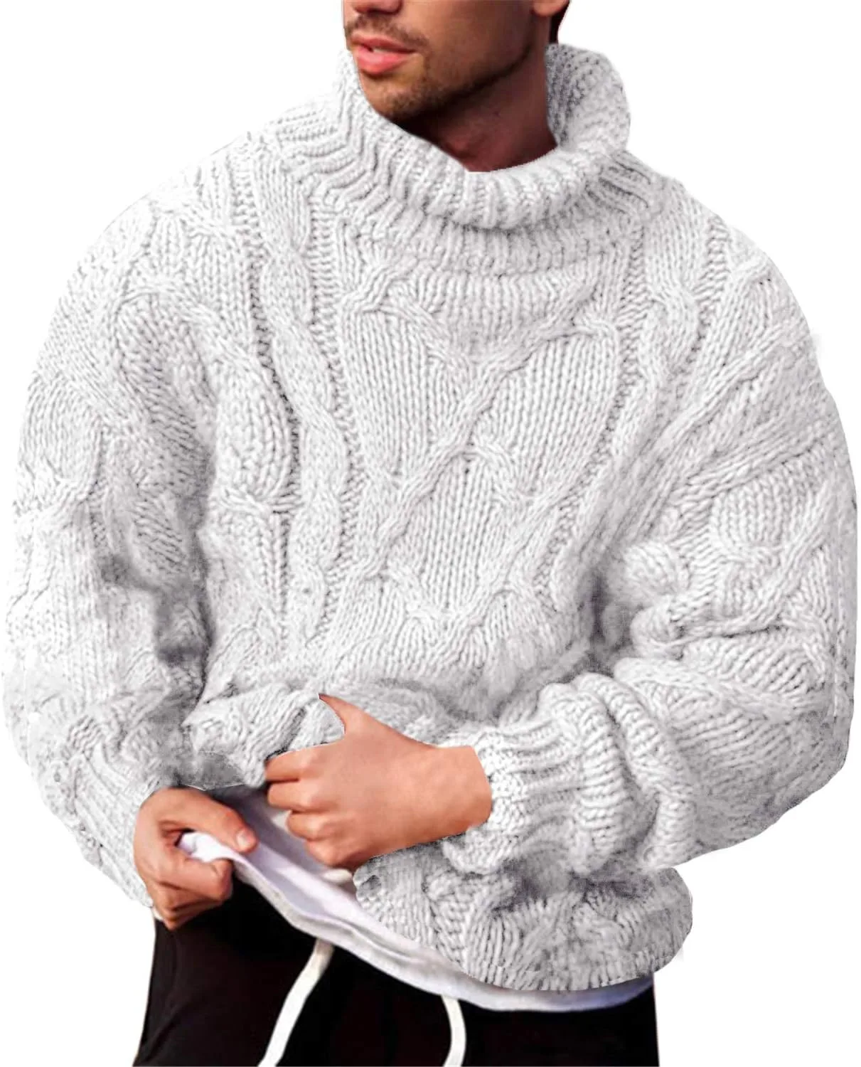 

Мужской свитер-водолазка с кабельным узором Vdnerjg