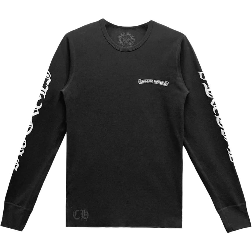 Футболка термо с длинным рукавом и логотипом Scroll Chrome Hearts, черный — фото 2