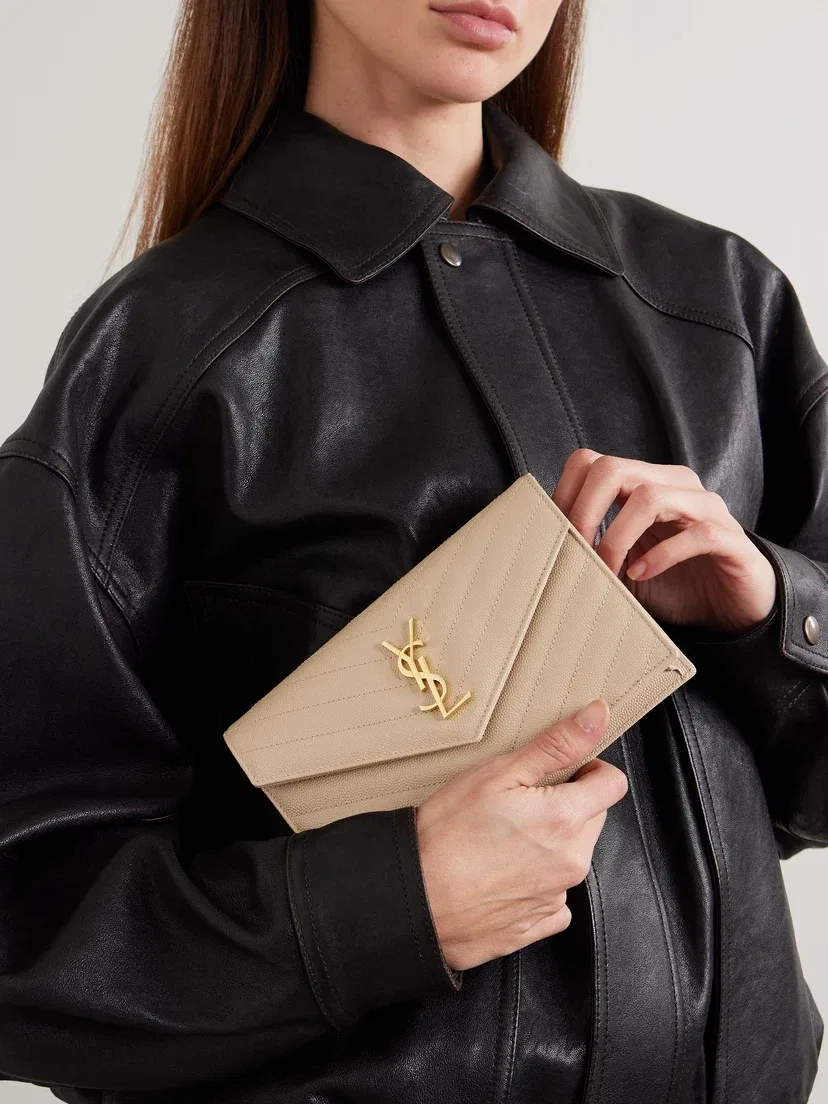 Сумка на плечо Cassandre из стеганой полнозернистой кожи SAINT LAURENT, бежевый — фото 2