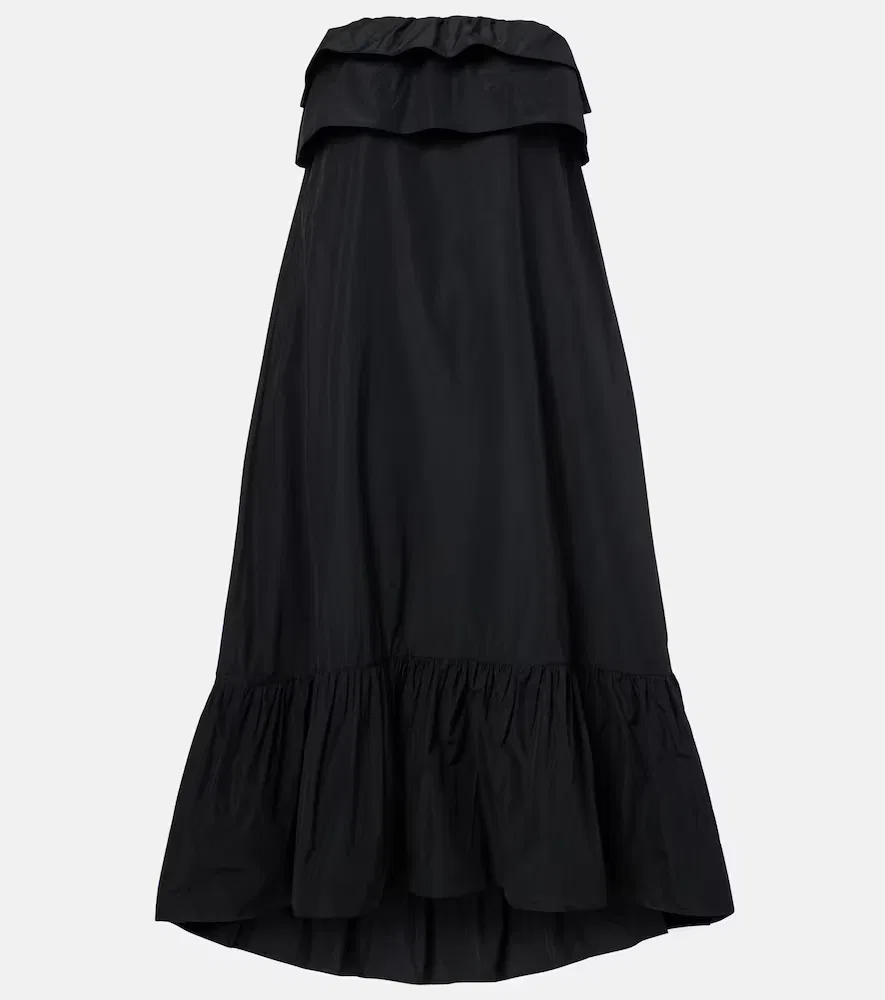 Многоярусное коктейльное платье из парусины Saint Laurent, черный