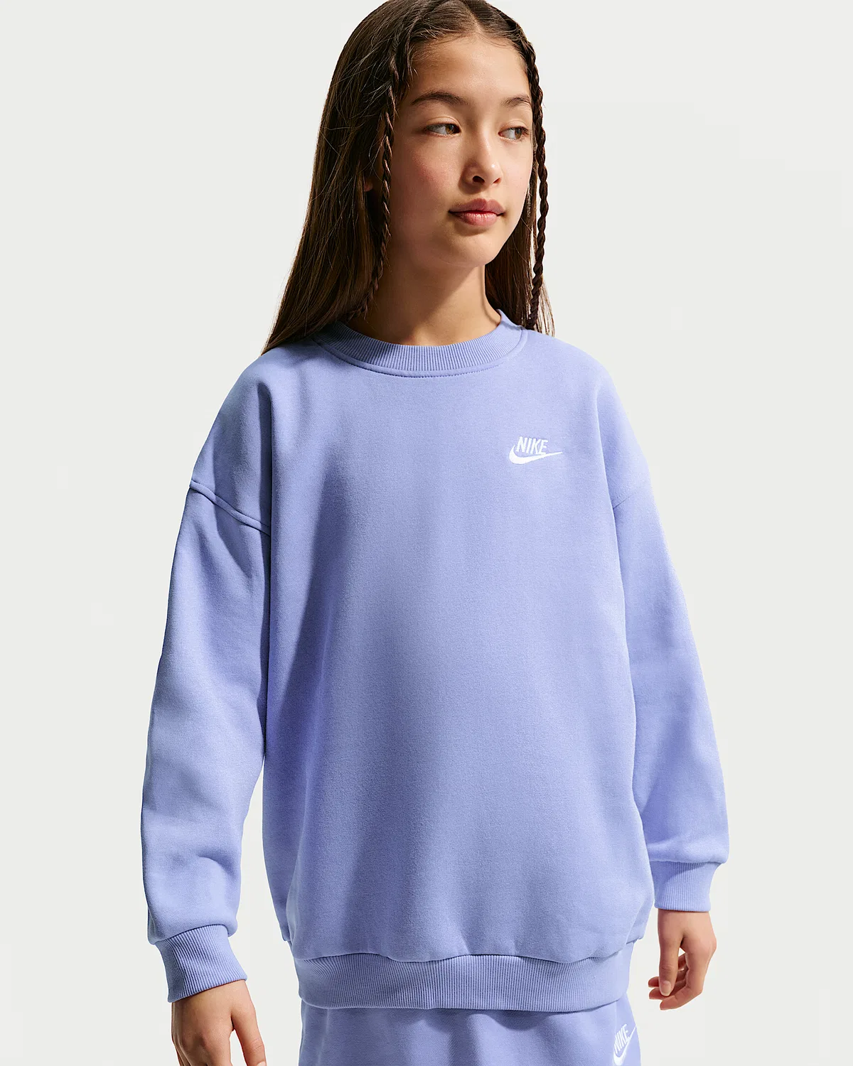 Детская увеличенная толстовка Nike Sportswear Club Fleece, Light Thistle/Light Thistle/White
