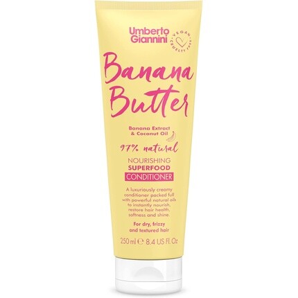 

Umberto Giannini Banana Butter Питательный суперпродуктовый кондиционер Веганская увлажняющая формула без жестокости 250 мл