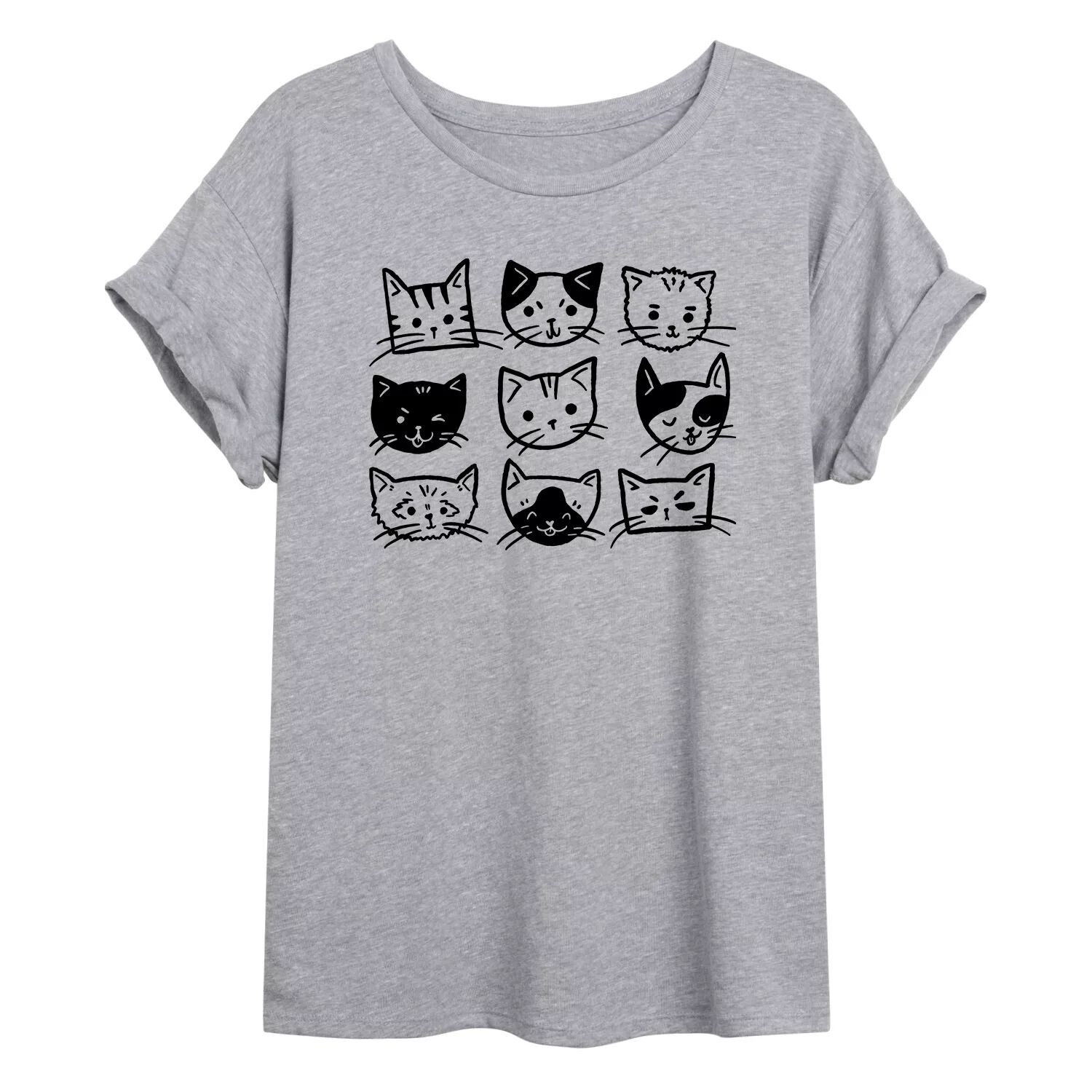 

Футболка оверсайз с рисунком Cat Faces для юниоров Licensed Character