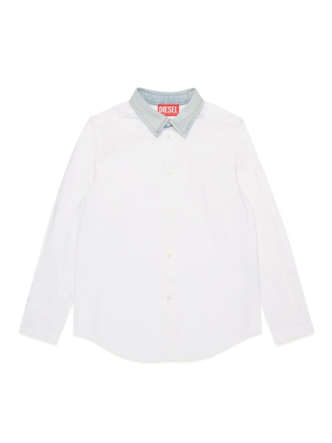 

Diesel Kids рубашка с длинным рукавом и воротником из денима, белый