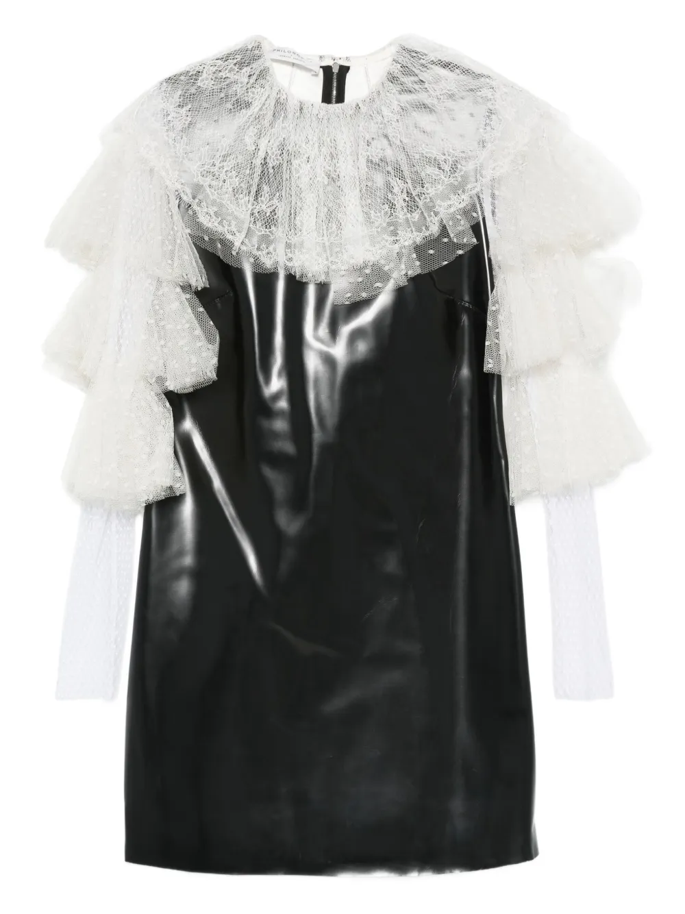 

Платье мини с оборками и кружевом Philosophy Di Lorenzo Serafini, черный