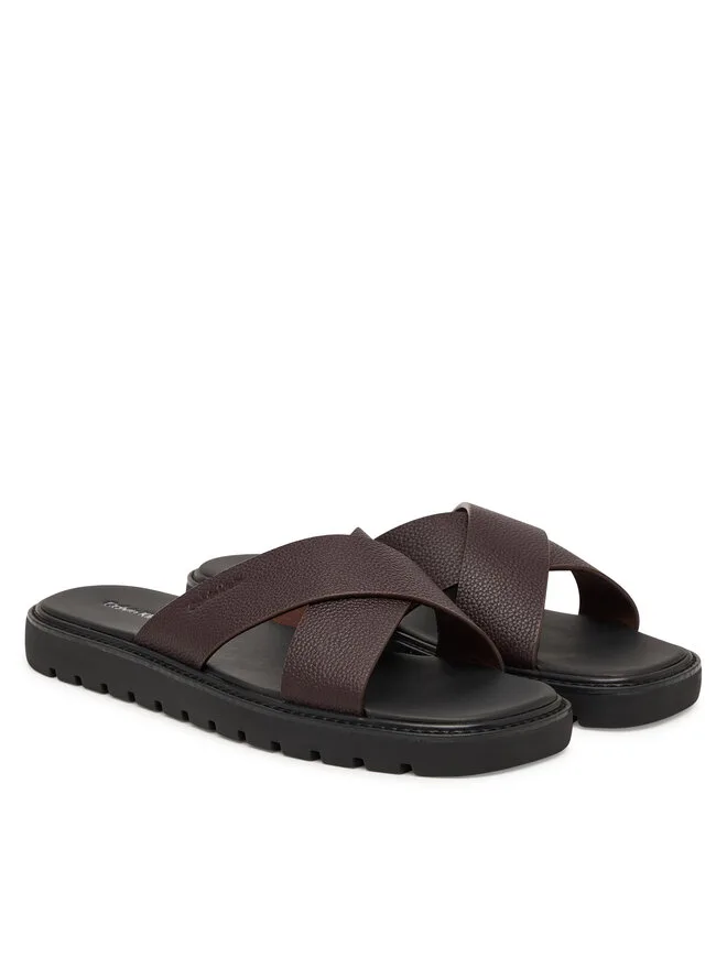 Calvin Klein Мюли квадратной формы, сандалии Xcross Lth HM0HM02235, коричневые — фото 2