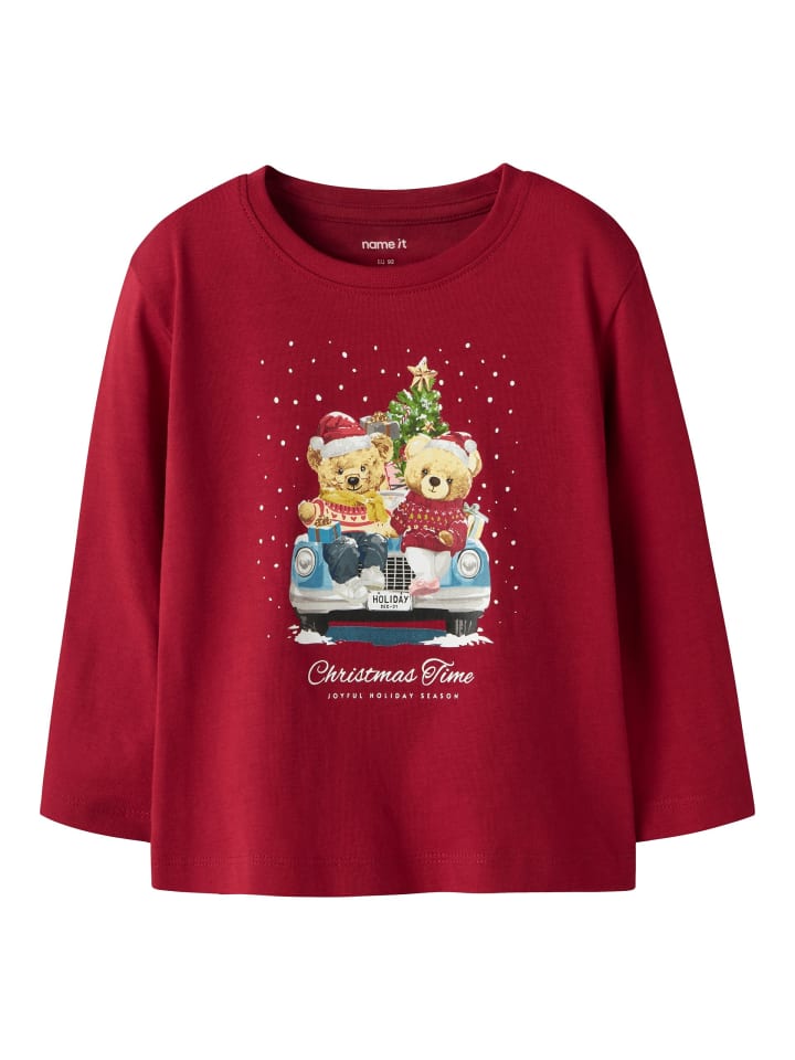 

Рубашка с длинными рукавами NMFVOSMAS LS NREG TOP красного цвета с принтом шута name it