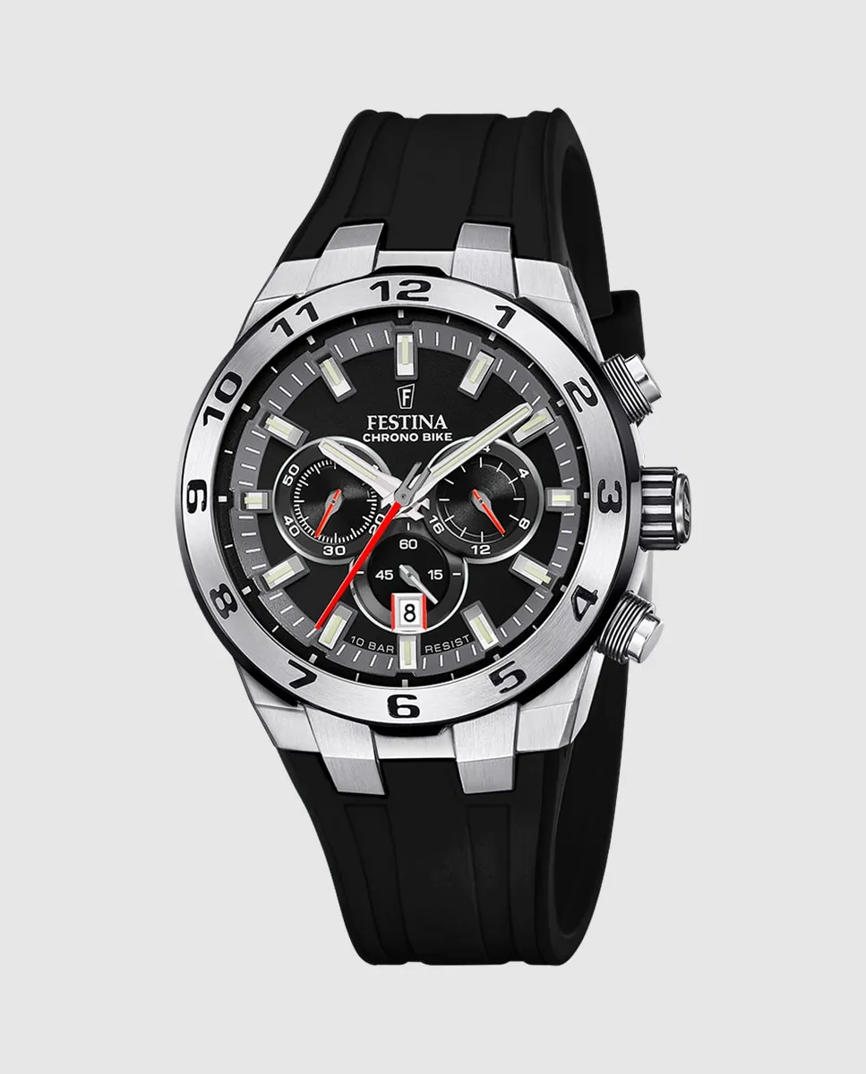 

Мужские часы Chrono Bike F20671/6 из черной резины Festina, черный