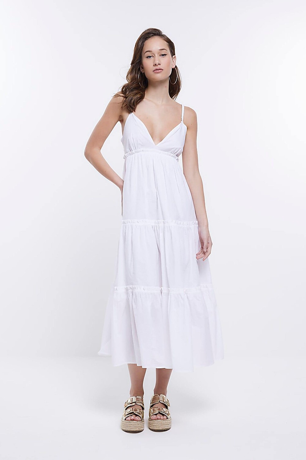 

Платье миди на тонких бретелях River Island, белый