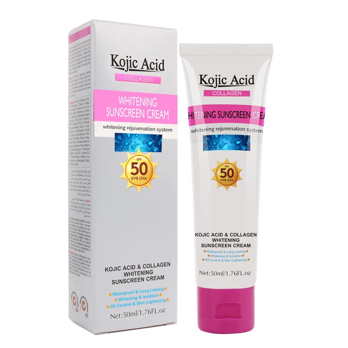 Солнцезащитный крем с койевой кислотой и коллагеном SPF50 Sanzhuan
