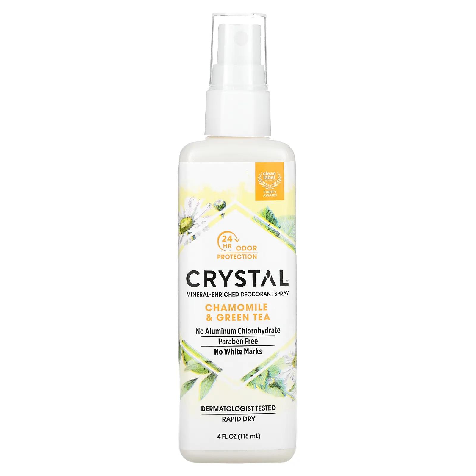 

Crystal Body Deodorant Минеральный дезодорант-спрей С ромашкой и зеленым чаем 4 ж. унц.(118 мл)