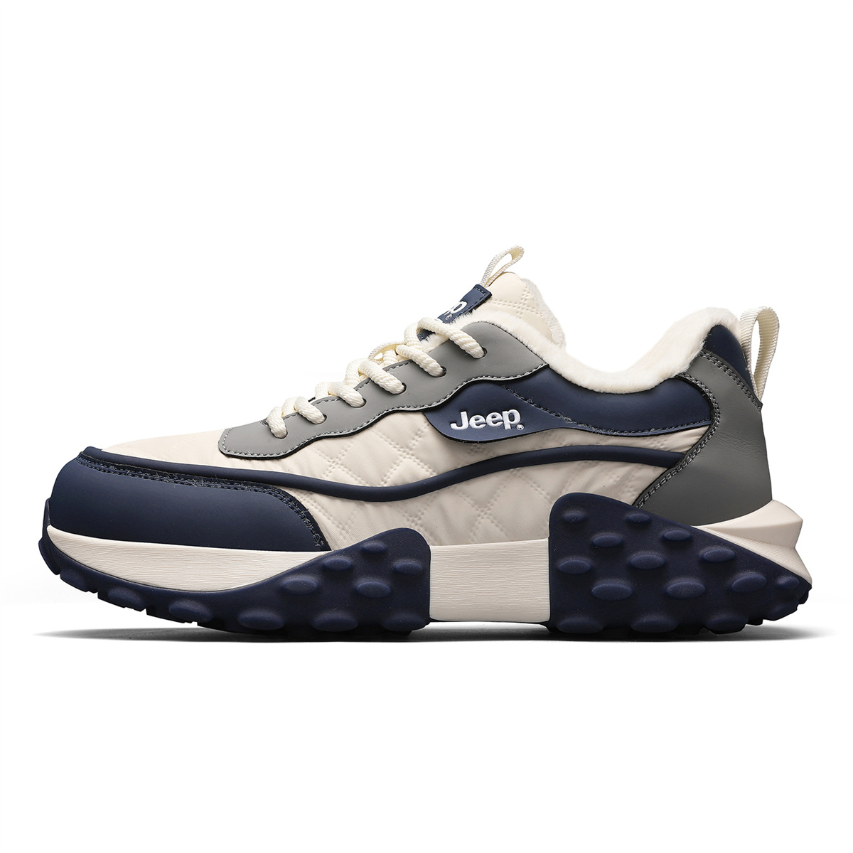 

Wolf Path Vintage Cushioning Abrasion Resistant Height Increasing Thermal низкие повседневные кроссовки для мужчин Jeep, бежевый синий (fleece-lined)