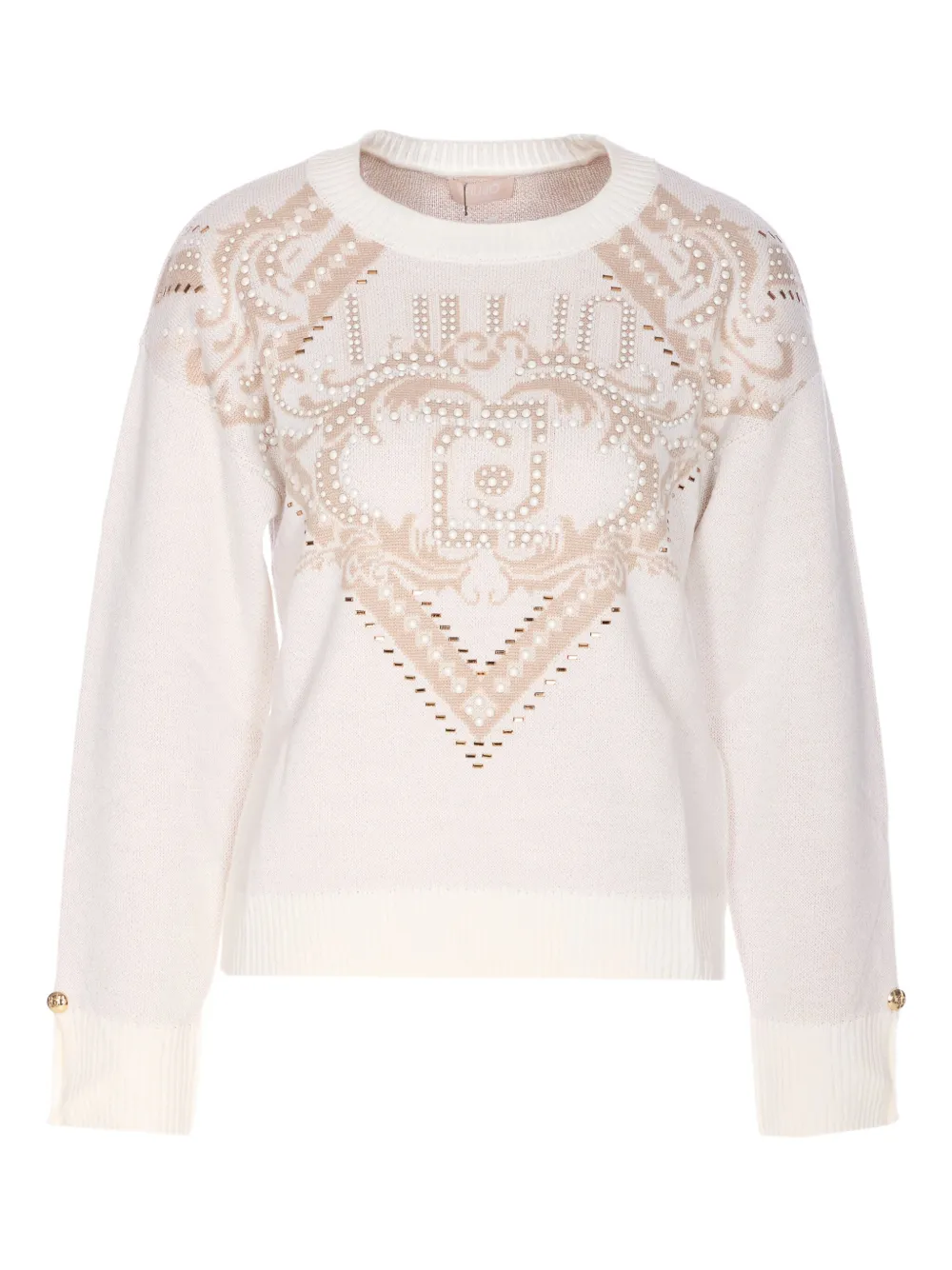 

Свитер с графическим принтом и жемчужным декором Liu Jo, белый