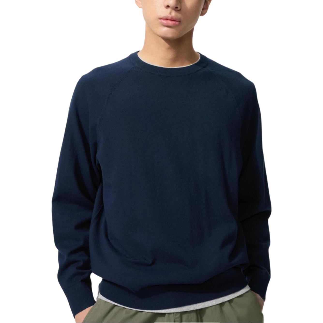 

Uniqlo Вязаный свитер унисекс, темно-синий, с круглым вырезом, тонкий