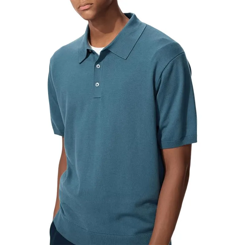 UNIQLO Футболка-поло унисекс 64 lake blue moderate