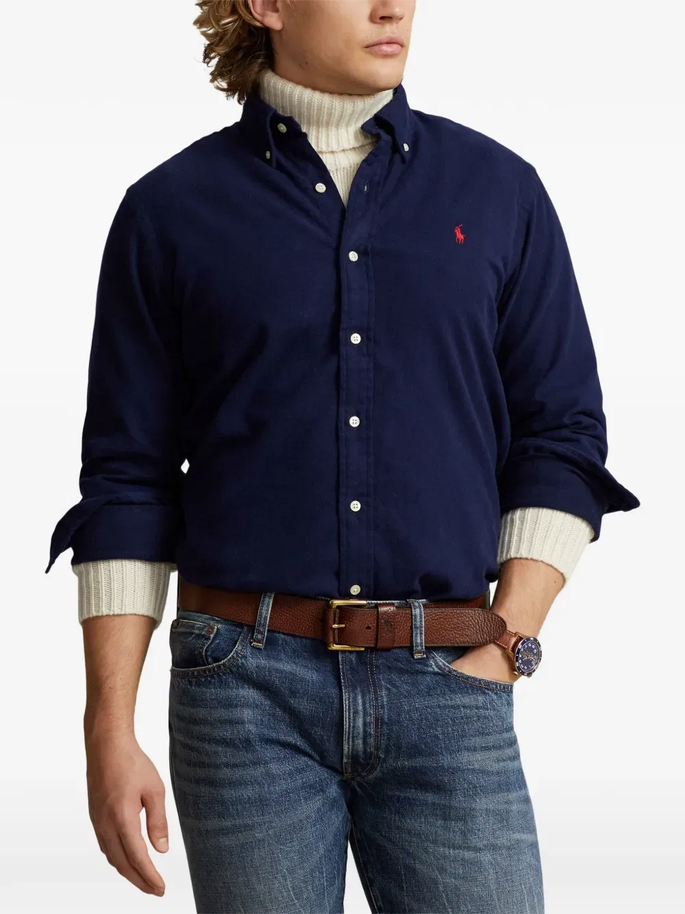 Рубашка с логотипом на пуговицах Polo Ralph Lauren, синий — фото 3