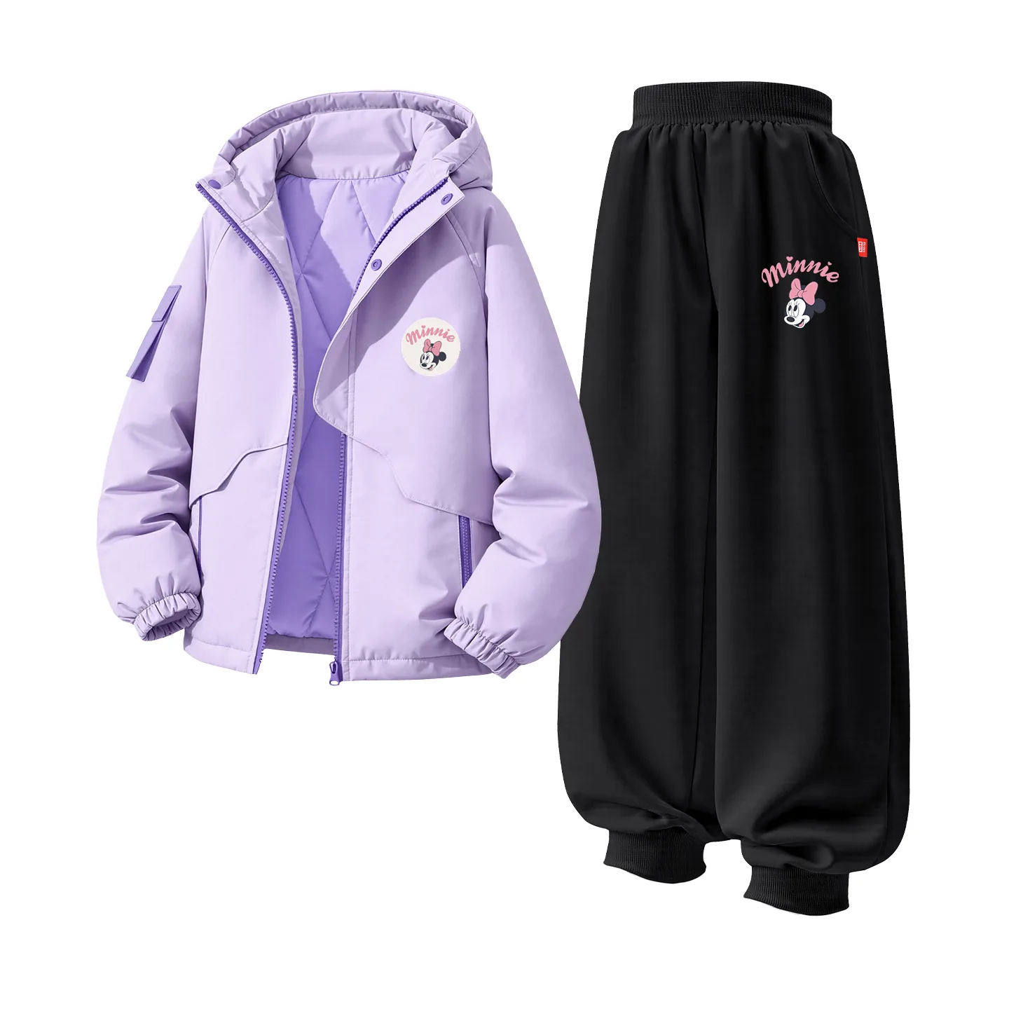 Детская толстовка с капюшоном для спорта и отдыха Disney, [Thickened and Fleece-Lined]Dini Crew Neck Hook-and-Loop K Soft Purple+Di Lift Eye K Navy Blue — фото 3