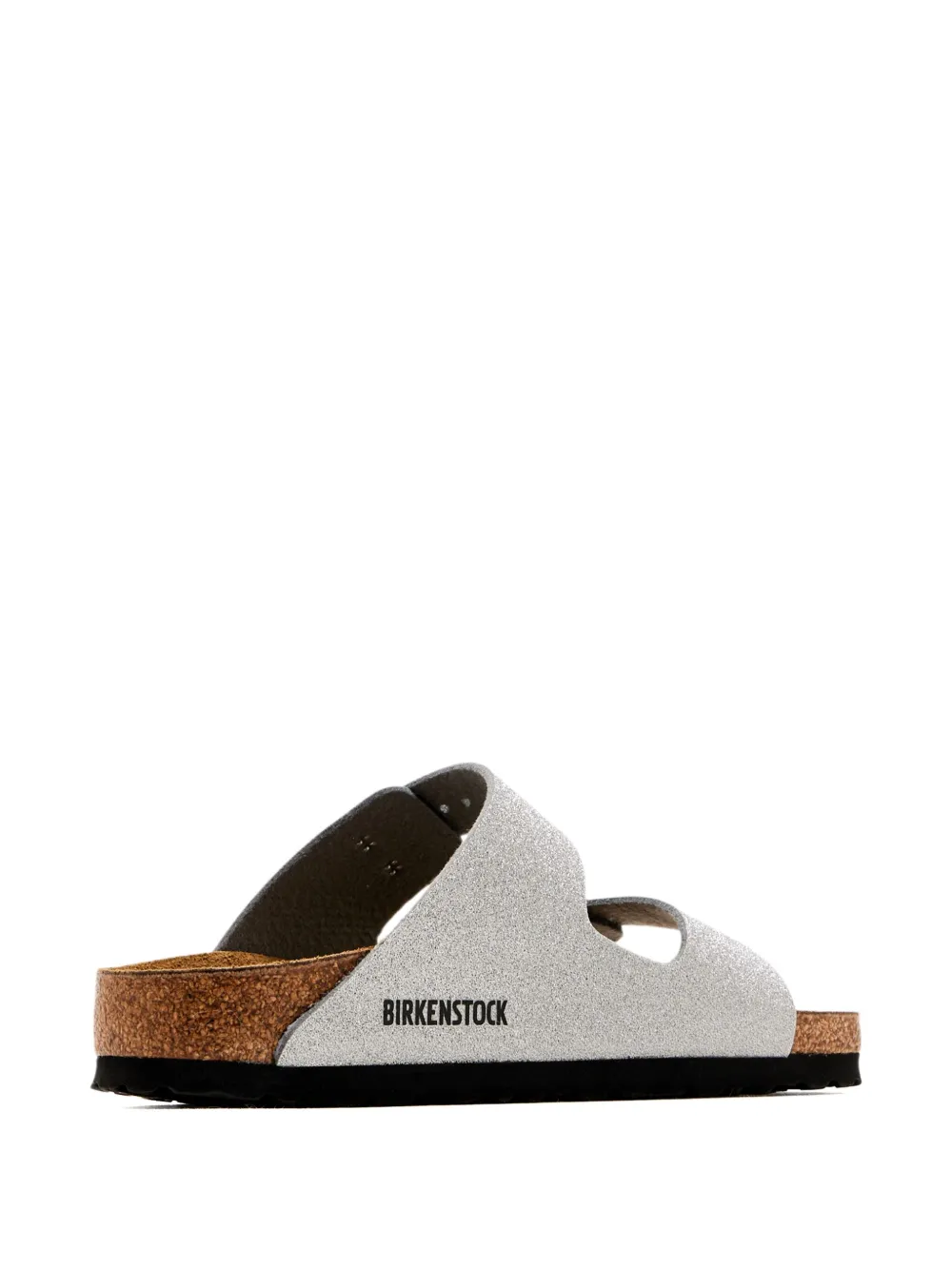 Блестящие сандалии на плоской подошве с двумя пряжками BIRKENSTOCK, серебряный — фото 2