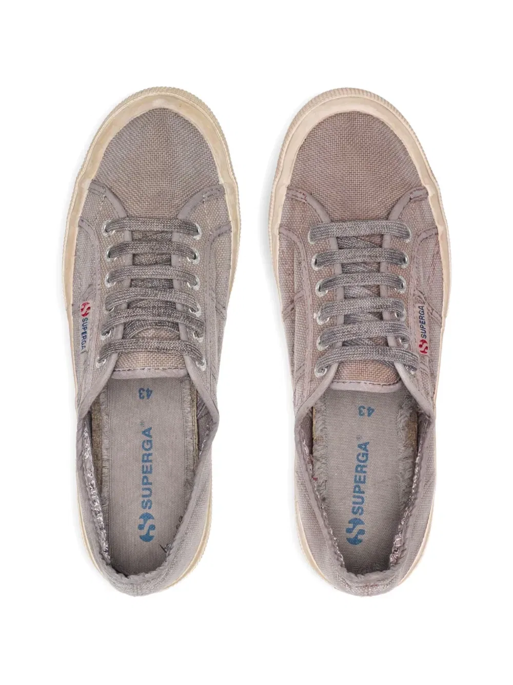 Кроссовки 2750 из окрашенного хлопка и канваса Superga, серый — фото 3