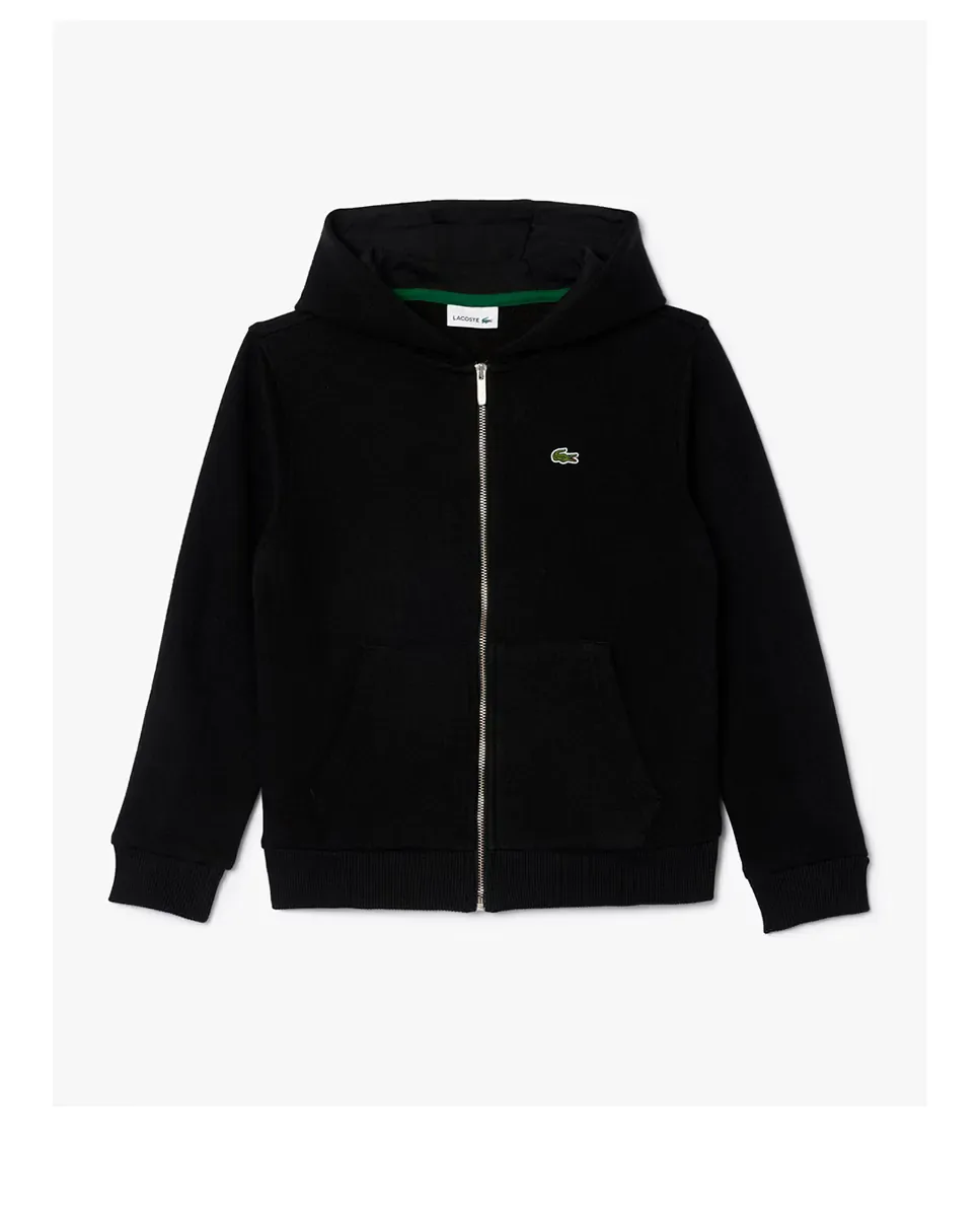 Флисовая толстовка с капюшоном и молнией Core для мальчика Lacoste, черный