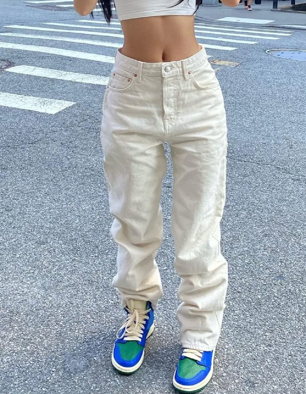 Джинсы свободные Low Rise Baggy, Y2K, Beige — фото 2