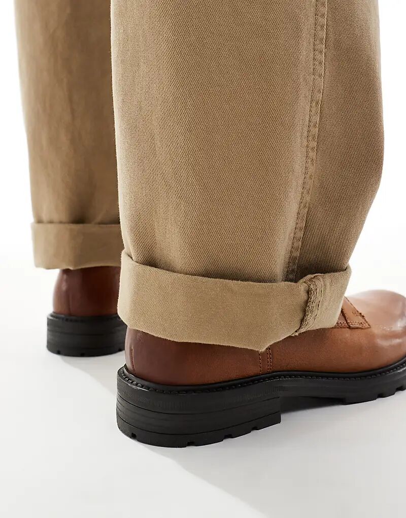 Кожаные ботинки Jack & Jones со шнуровкой, бежевого цвета — фото 3