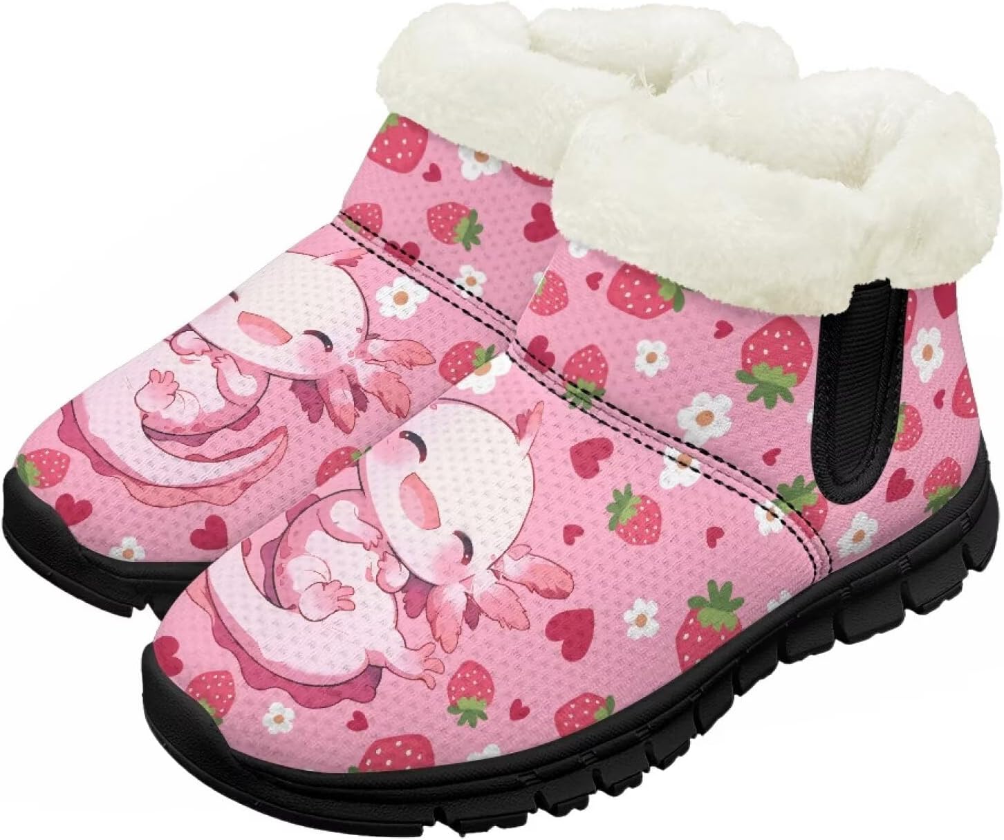 

Зимние сапожки для малышей, теплые снежные ботинки, уютные пушистые детские ботильоны, уличная модная обувь для мальчиков и девочек Chririnla, Strawberry Axolotl
