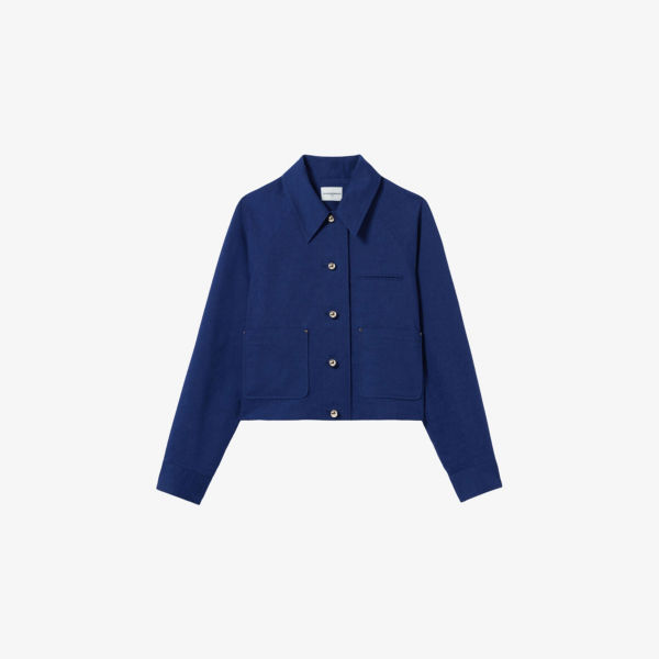 

Укороченный прямой жакет из смесового льна Claudie Pierlot, синий