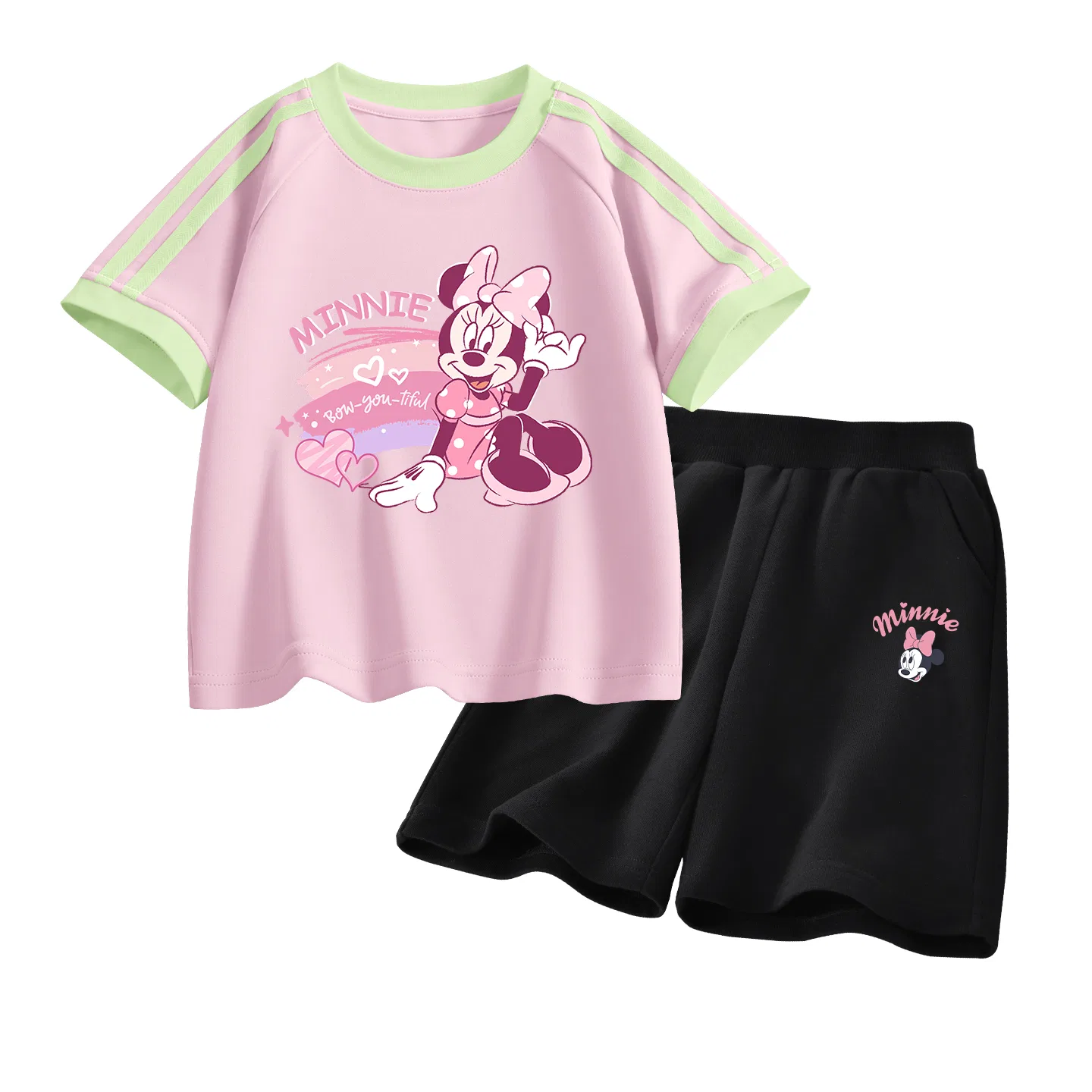 Детский спортивный костюм Casual Sportswear 2 Piece Set Disney, Di Rainbow Heart Mousse Pink+Di Up-Eye K Black