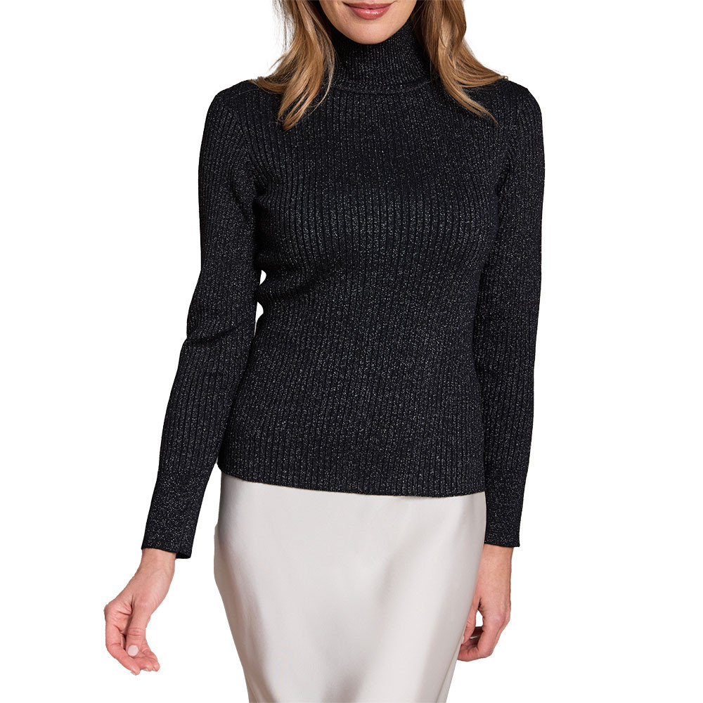 

Свитер с высоким воротником из люрекса Alashan Mitra (женский), Caviar/Black Lurex