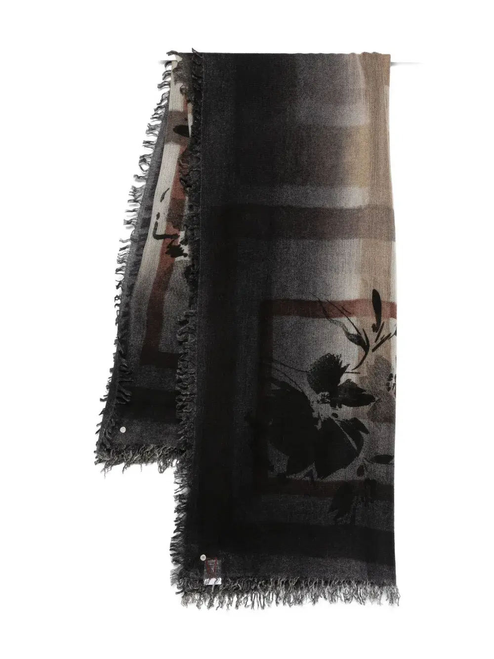 

Шарф с цветочным принтом и бахромой Faliero Sarti, черный