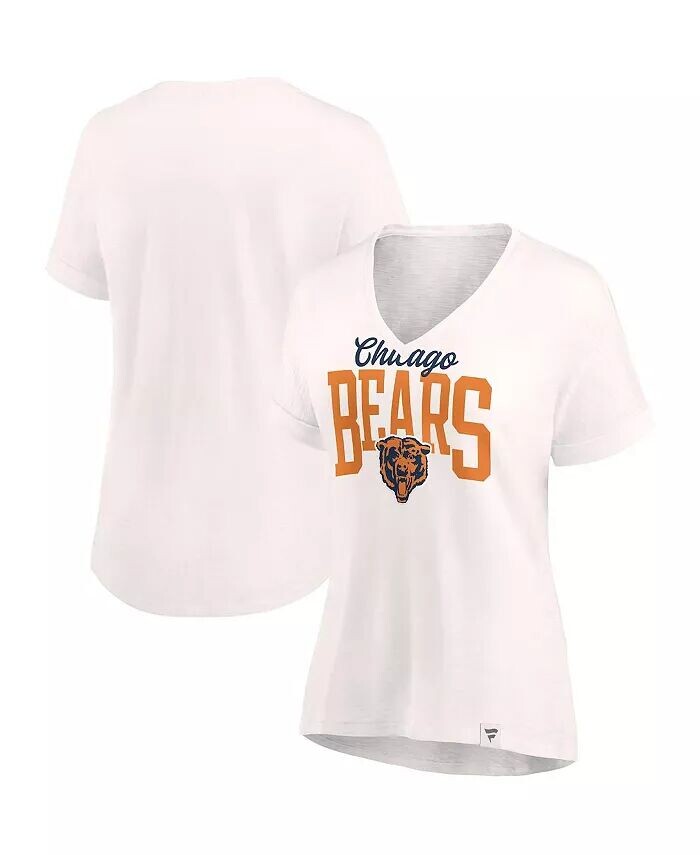 

Женская футболка Oatmeal Chicago Bears Motivating Force с V-образным вырезом Fanatics