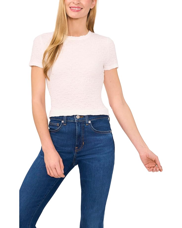 

Футболка CeCe Short Sleeve Puckered Knit Baby Tee, цвет New Ivory