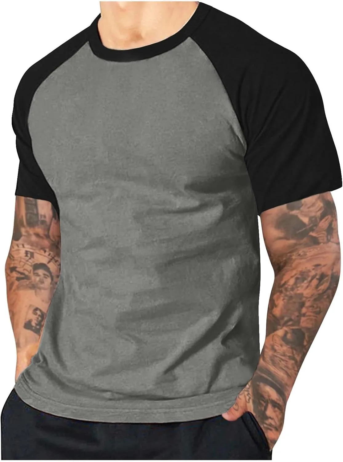 Мужская футболка Casual Slim Fit с коротким рукавом Raglan и цветным блоком