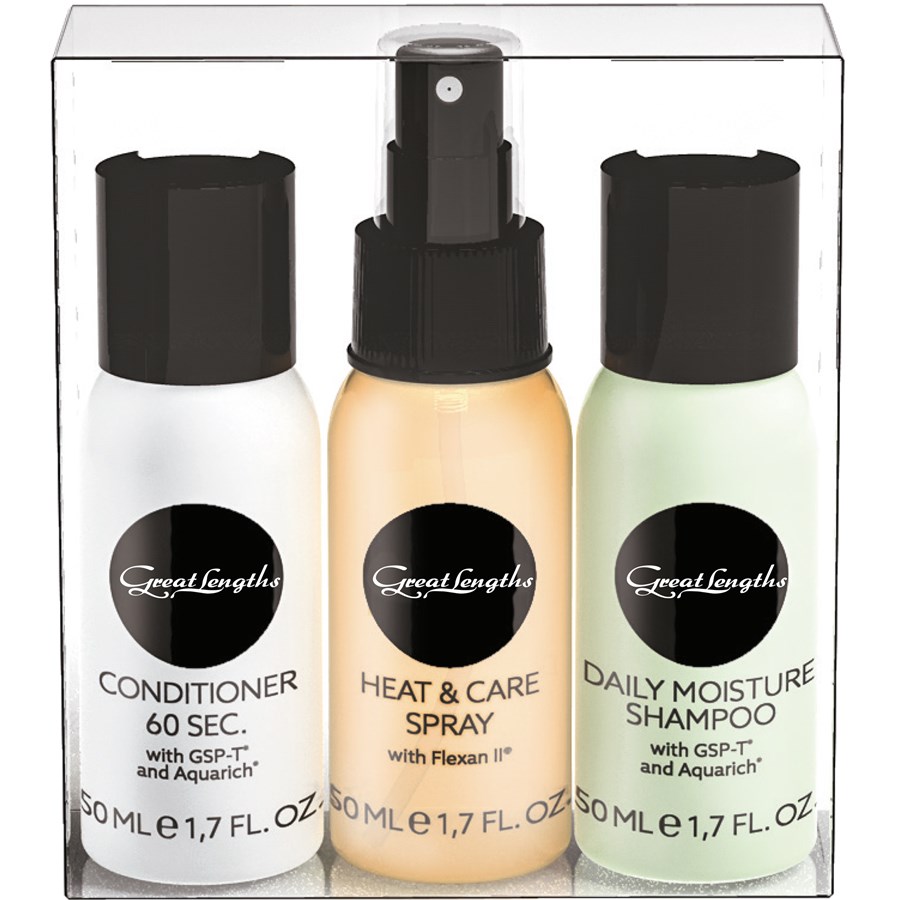

Шампунь Great Lengths Travel Set, Daily Moisture Shampoo 50 ml + Heat & Care Spray 50 ml + Conditioner 60 Sec. 50 ml / 1 Stk.