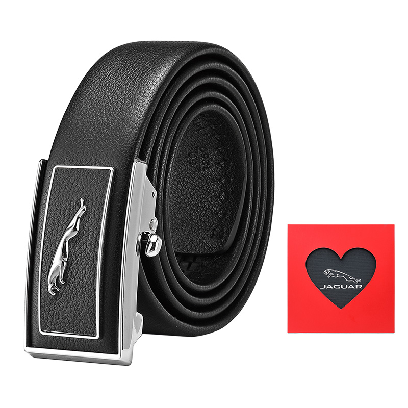 

JAGUAR Мужской кожаный ремень из коровьей кожи черный шириной 3,5 см, Black-Valentine's Day Box Limited Edition