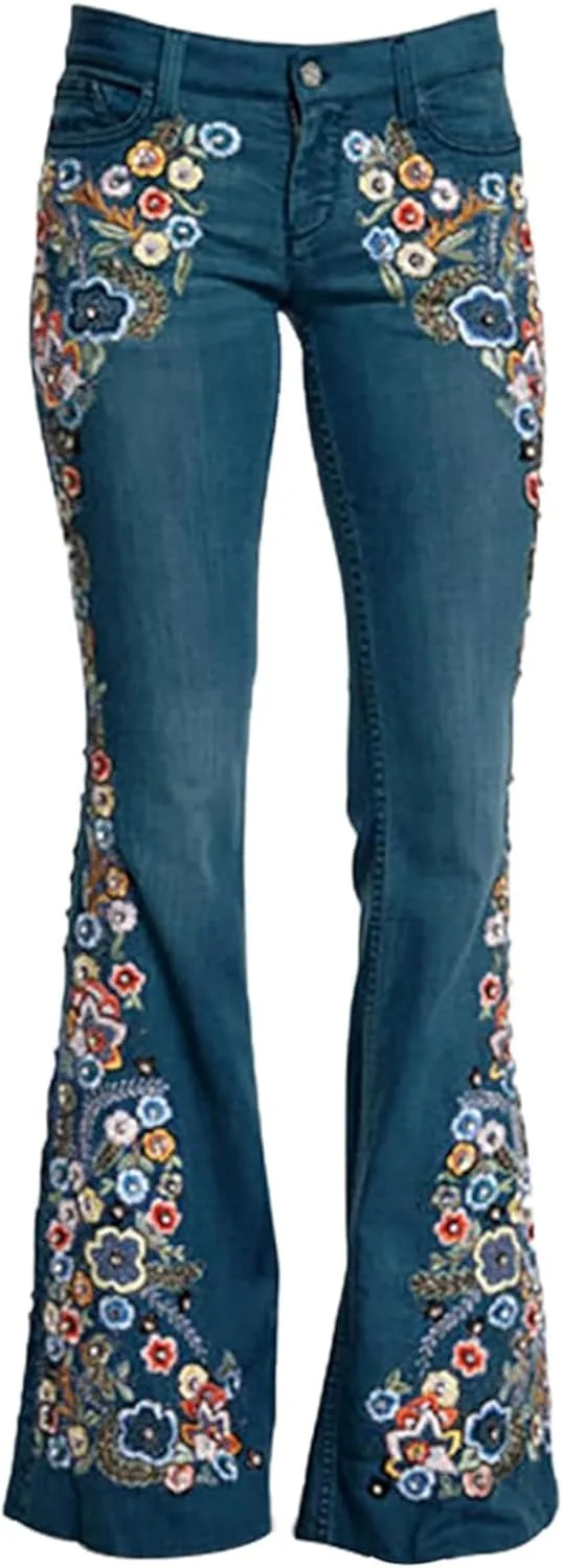 

Женские джинсы с высокой талией и расклешенным силуэтом, синие, комфортные DGHM-JLMY