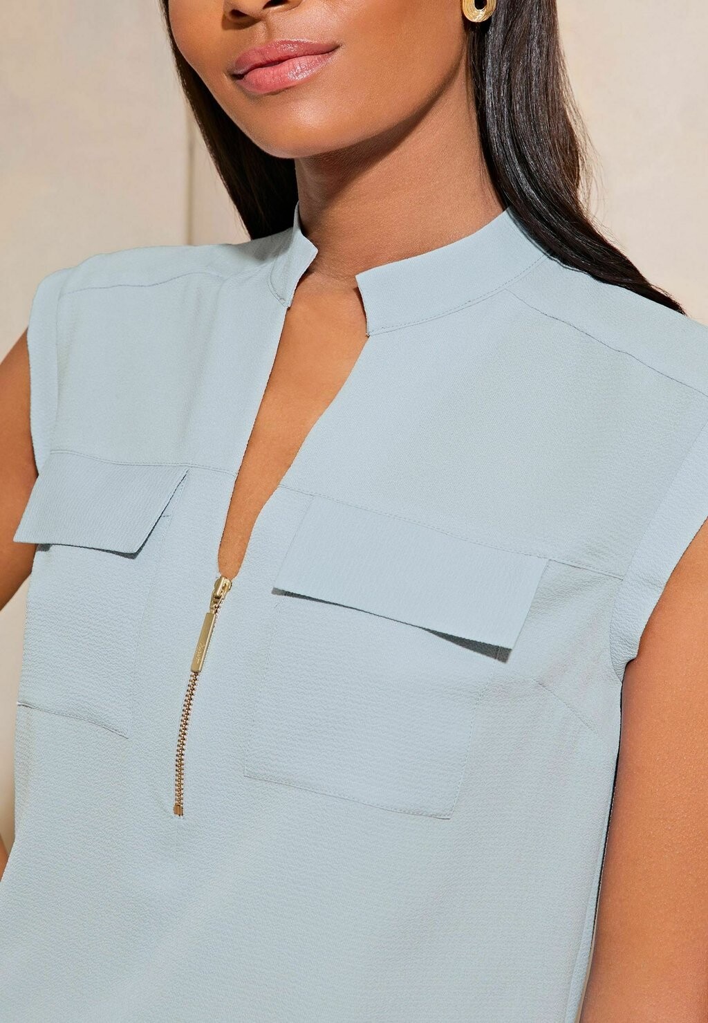 

Блуза ZIP FRONT UTILITY POCKET- REGULAR FIT Lipsy, сине-серый