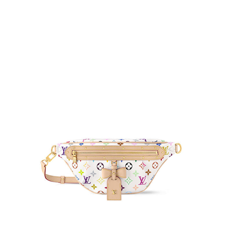 

LOUIS VUITTON Сумка поясная женская Takashi Murakami Village Co-Financing с кожаной отделкой белая и светло-коричневая