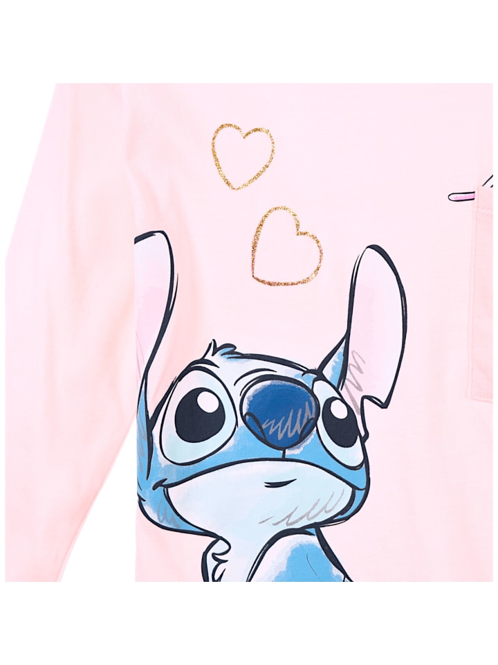 Рубашка Disney Stitch с длинными рукавами и блестками розового цвета Lilo & Stitch — фото 3