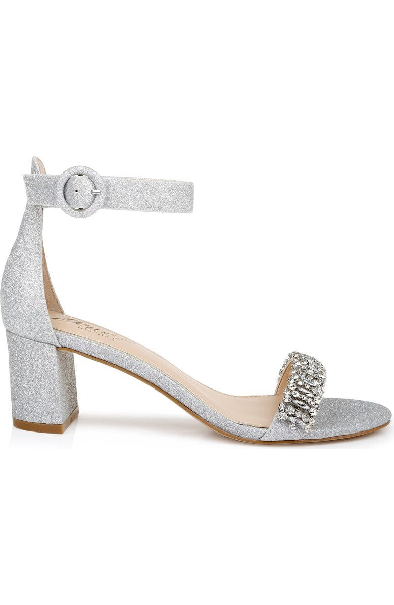 Женские босоножки Badgley Mischka James с блестками, серебристые, блочный каблук, высота 7,5 см, ZPO3597 Jewel Badgley Mischka — фото 2