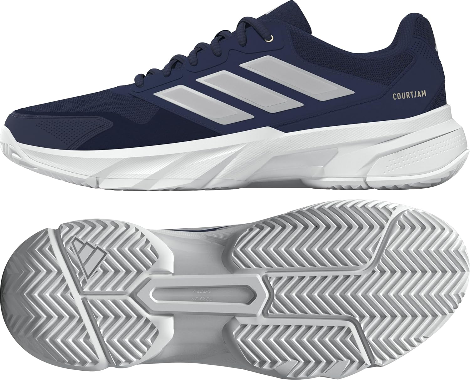 Мужские теннисные кроссовки Adidas Courtjam Control 3, белый/синий/темно-синий — фото 3