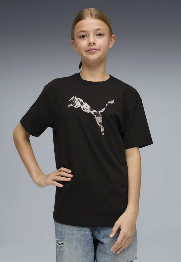 Футболка ess с графическим принтом животного, свободного кроя, Puma, Black — фото 2