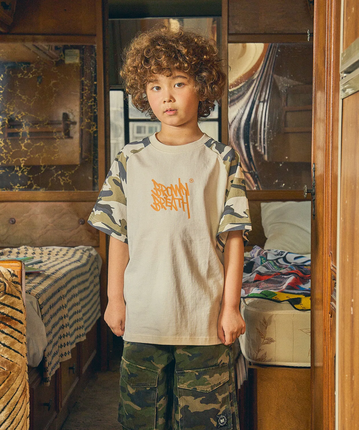 Детская футболка Camo Tag, кремовая, от Brownbreath Kids