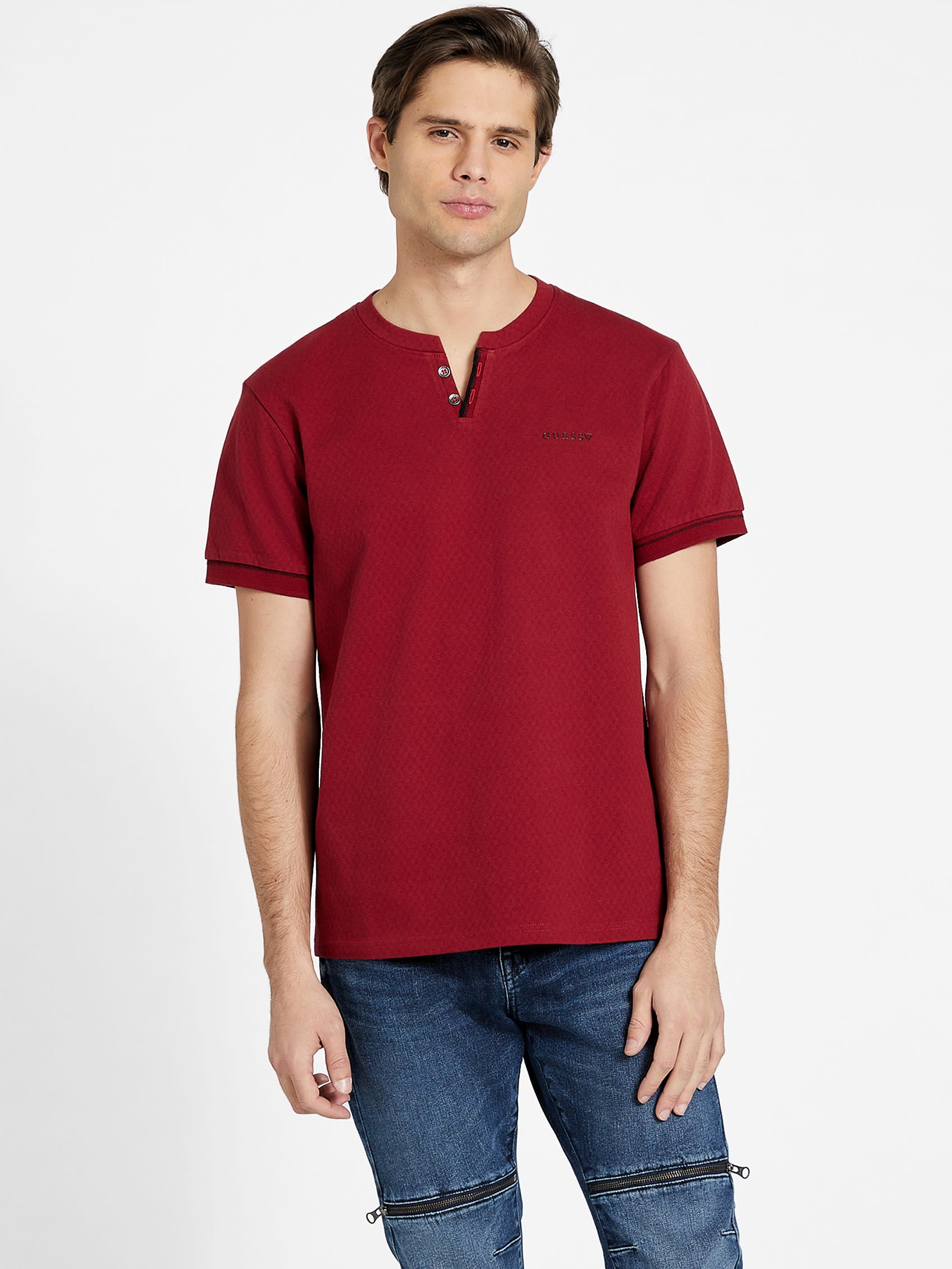 

Футболка Eco Ricardo Henley Guess Factory, цвет beet juice red