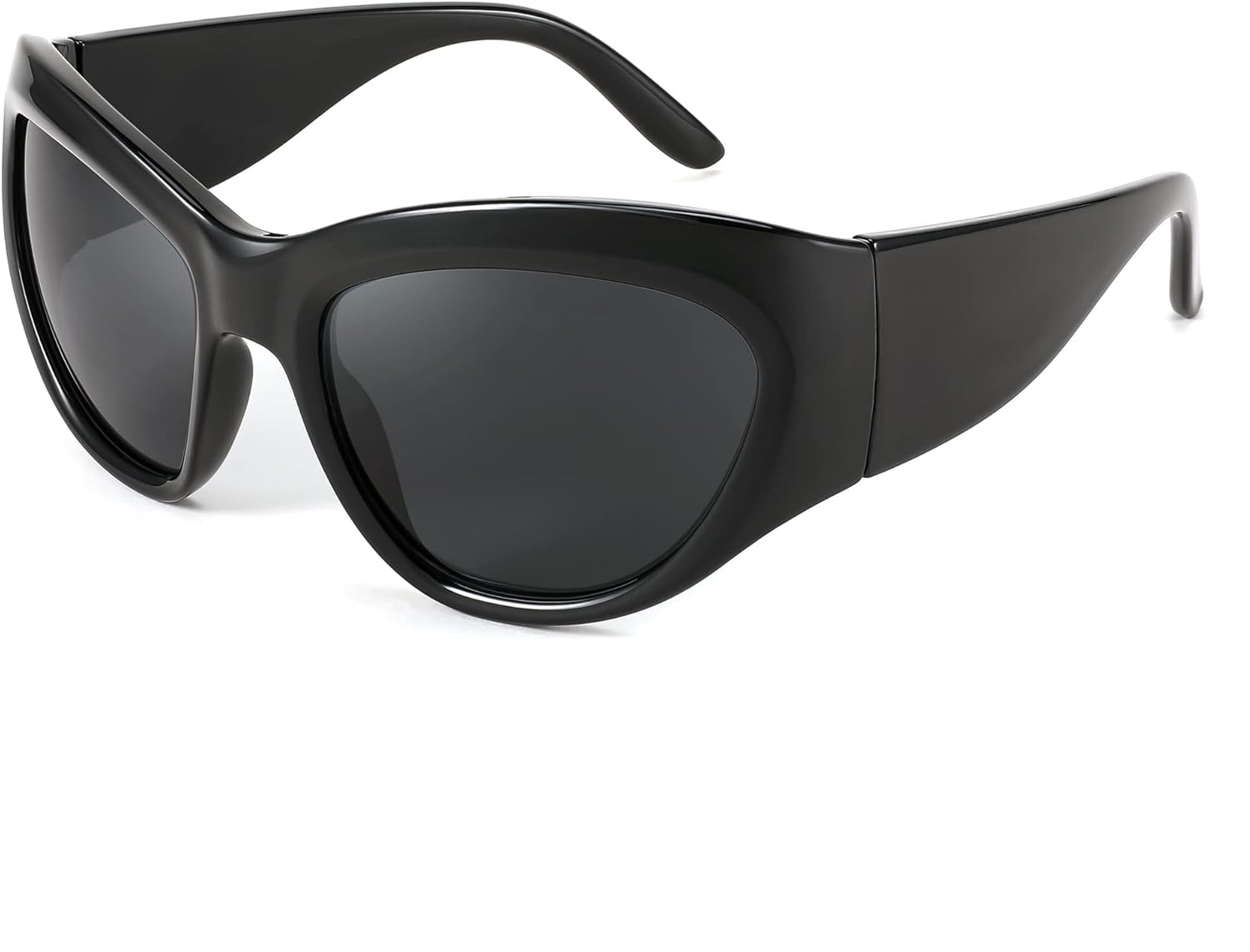 

FEISEDY Модные солнцезащитные очки в стиле Y2k для женщин и мужчин, большие солнцезащитные очки-щит, стильные очки с обтекаемой формой, футуристические очки B2359, 001 Black Frame/Gray Lens