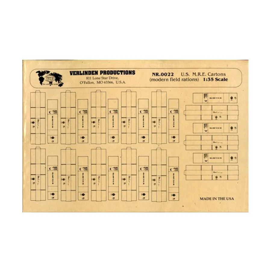 

Современные полевые рационы США M.R.E. Картонные коробки, Modeling Supplies (Verlinden Production)