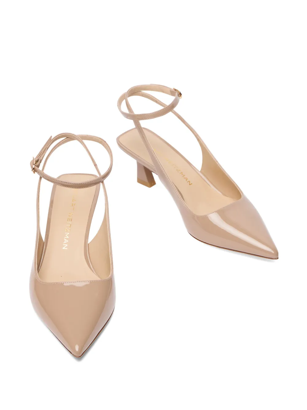 Туфли-лодочки Vinnie на скульптурном каблуке 50 мм с ремешком на щиколотке Stuart Weitzman, нейтральный — фото 3
